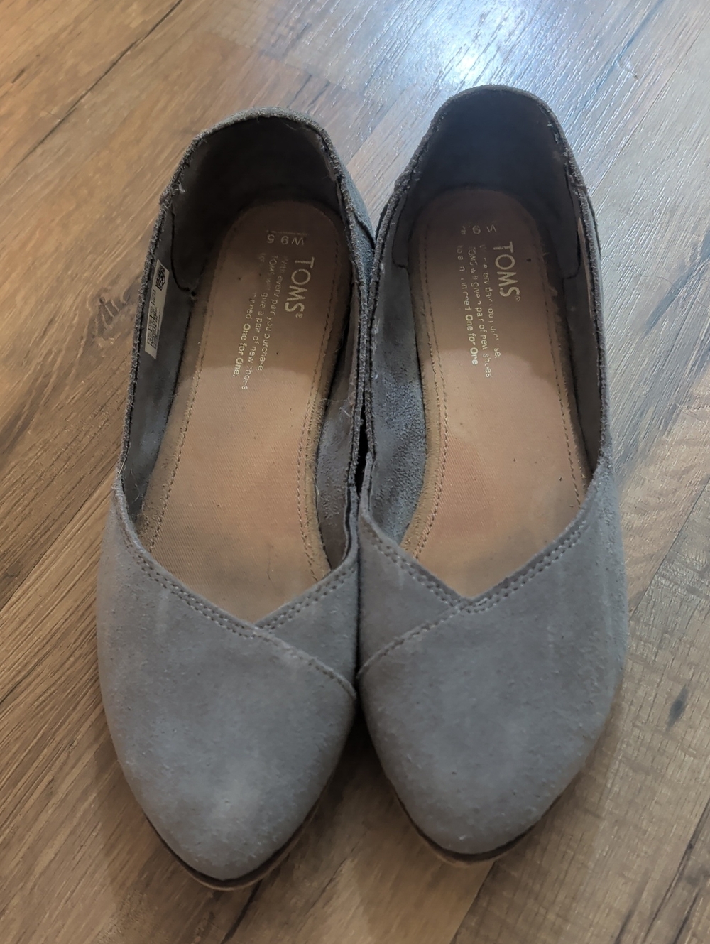 TOMS Gray Suede Slip-On Flats